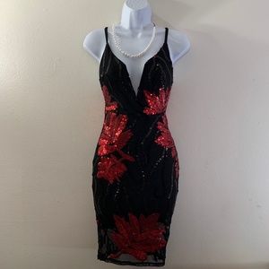 Monaco Sequined Mini Dress Small